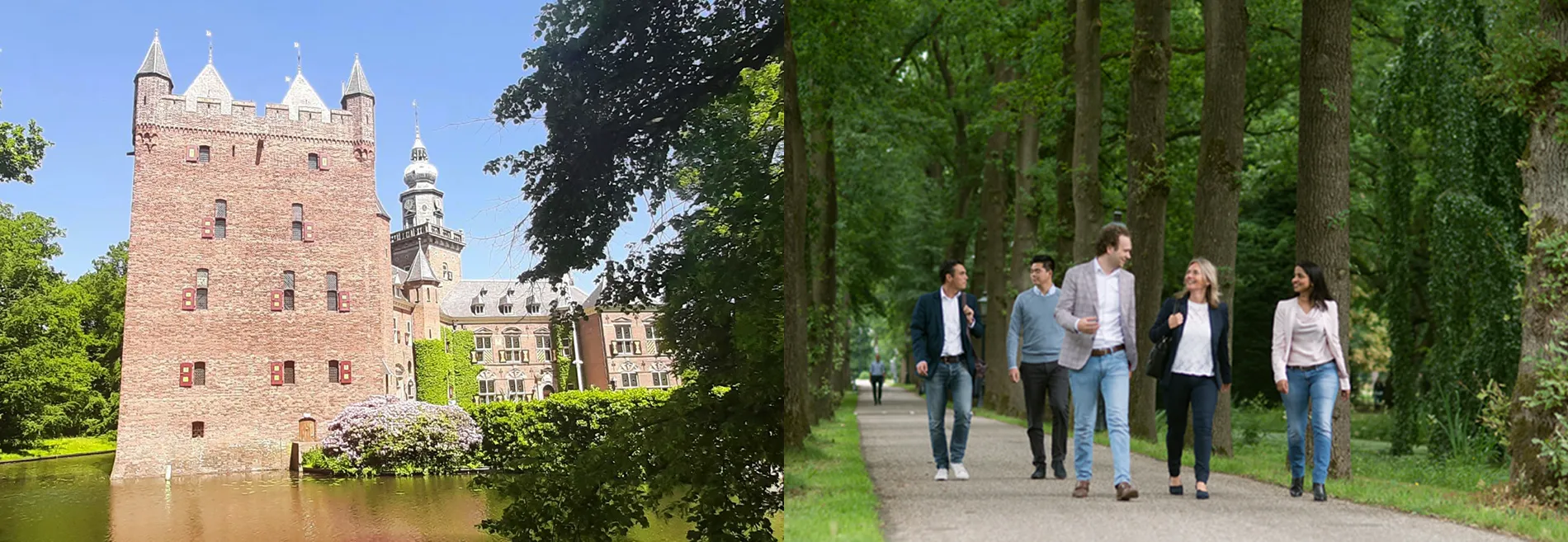 Kasteel Nyenrode - studenten lopen over landgoed